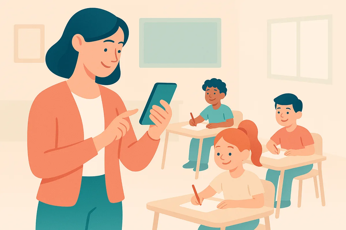 Teacher using BrighterBalance in classroom